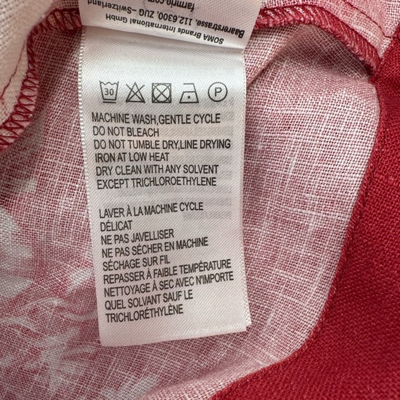 Farm Rio Red Floral Stripe Linen Mini Mini Dress Medium Pockets Botanical Boho - Picture 13 of 13